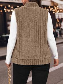 Velvienne Plus Size Minimalist Casual Versatile Women's Faux Fur Coat - Brown - View 2