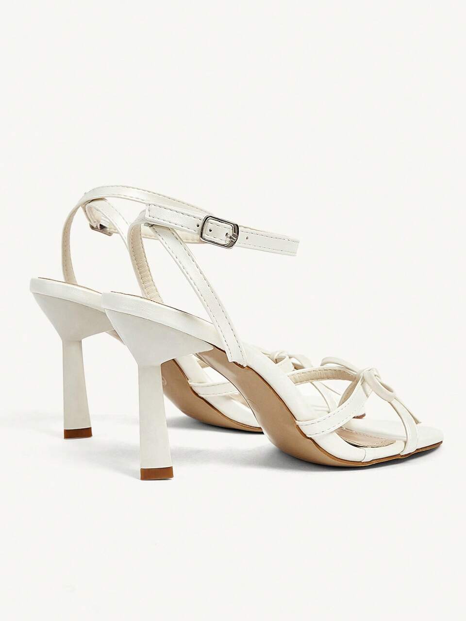 CUCCOO CHICEST Women's Shoes Fashion Round Toe Open-Toed Bow Hollow Metal Ankle Buckle With Stiletto Sandals Women's Elegant Romantic Temperament Versatile Highheels