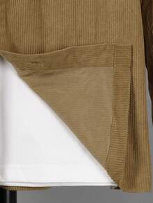 1pc Teen Autumn/Winter Lapel Long Sleeve Wool Jacket, Suitable For Daily Commute Wear - Apricot - View 5