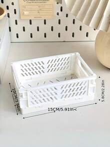 5Pcs Foldable Plastic Storage Baskets, Desktop Organizer Bins For Stationery Tape & Small Tools - Multicolor - View 5