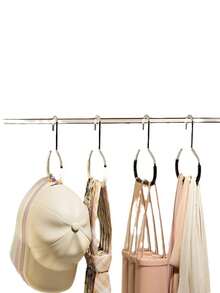 Multi-Functional Simple Household Hanger With Hat Rings, Creative Storage & Drying Rack For Scarves, Bags And Ties For Wardrobe - Multicolor - View 2