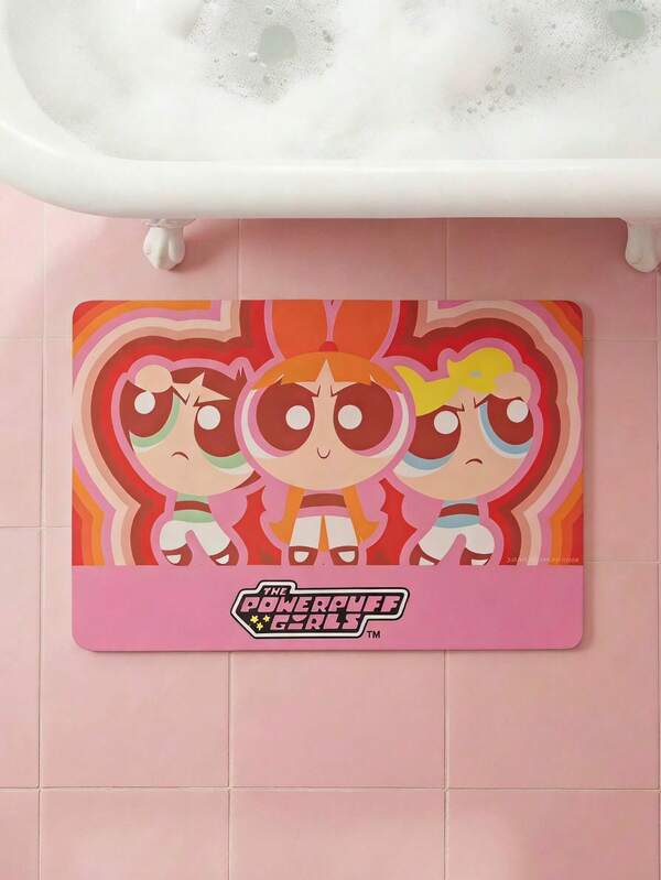 THE POWERPUFF GIRLS X Joivida 1個寵物餵食墊，粉紅色防水餐墊，附可愛卡通印花，可水洗重複使用，快乾吸水，適合室內外餵食，趣味家居裝飾與寵物禮物