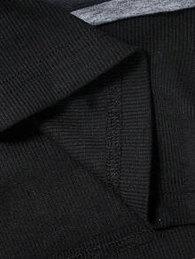 SHEIN MOD 女款黑灰條紋單肩短版上衣，掛脖鏤空長袖襯衫，不對稱下擺修身街頭風派對夜店上衣 - 彩色 - 查看 7