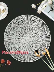 6-Piece Set Of PVC Placemats, Suitable For Kitchen Dining Tables, Indoor/Outdoor Washable Heat-Resistant Placemats, Wiping Table Mats And Coasters, Suitable For Camping, Festivals, Weddings, And Parties. - Silver - View 8