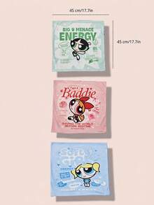 THE POWERPUFF GIRLS X Joivida 1個可愛枕套（不含填充物），柔軟透氣刷毛布料，45*45cm尺寸，雙面卡通印花設計，適用於居家臥室客廳沙發汽車旅行使用，適合女孩與粉絲的趣味節日生日禮物 - 彩色 - 查看 3