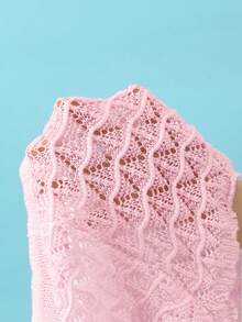 Soleia Knitted Crochet Drawstring Hollow Out Slim Fit Cover-Up Shorts - Pink - View 7