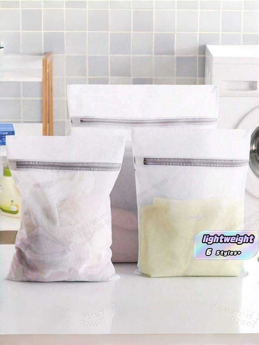 1/4/8 件灰色拉链封口网状洗衣袋,加厚洗衣袋,不同尺寸网状洗衣保护袋,衣物保护,洗衣房配件,洗衣袋,春季、极简主义、夏季上衣 - 灰色 - 查看 1