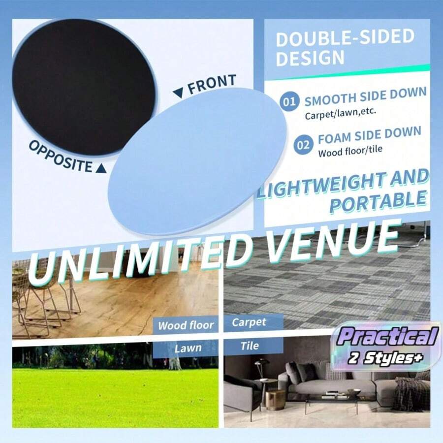 1 Pair Gliding Discs, Fitness Gliding Discs, Double-Sided Gliding Discs, Suitable For Workout, Portable Ballet Turning Board, Multi-Color EVA Non-Slip Material, Home Floor Training Equipment, Training Tool, Strengthen Core Strength - Multicolor - View 1