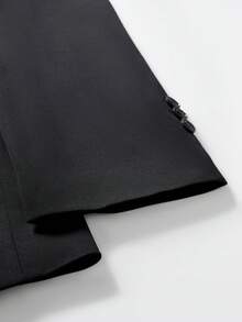 Manfinity Mode Men's Solid Color Notch Lapel Single-Breasted Casual Commute Travel Blazer - Black - View 3