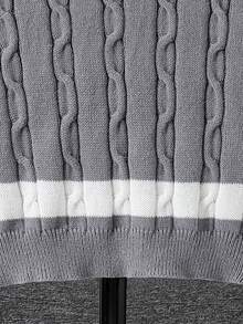 SHEIN Teen Boy Color Block Patchwork Turtleneck Autumn Sweater - Multicolor - View 4