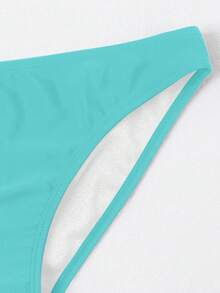 Swim Basics 女款夏季極簡淺綠色純色比基尼三角褲 - 薄荷綠 - 查看 4