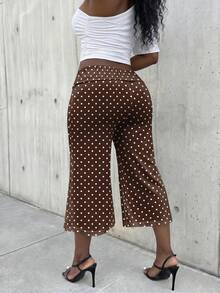 Slaydiva Plus Size Women's Polka Dot Casual Versatile Everyday Travel Pants - Multicolor - View 2