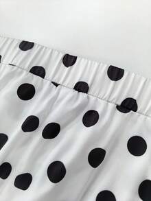 GlowEve CURVE Versatile Premium Metal Buckle Decor Plus Size Polka Dot Women's Skirt Fall - Black and White - View 5