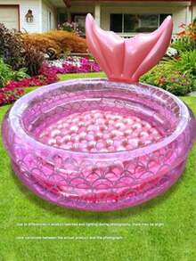Inflatable Swimming Pool, Retro Inflatable Swimming Pool, Round Inflatable Swimming Pool, Mermaid Inflatable Pool, Backyard Round Pool, Mermaid Inflatable Pool, Summer Indoor/Outdoor Beach Bubble Bottom Floating Pool - Multicolor - View 7