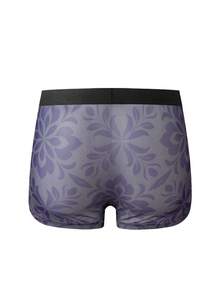 Rest Era Men's Boxer Briefs Purple Floral Sheer Mesh See-Through Underwear, Sexy Semi-Transparent Intimate Boxer Briefs - Mauve Purple - View 6