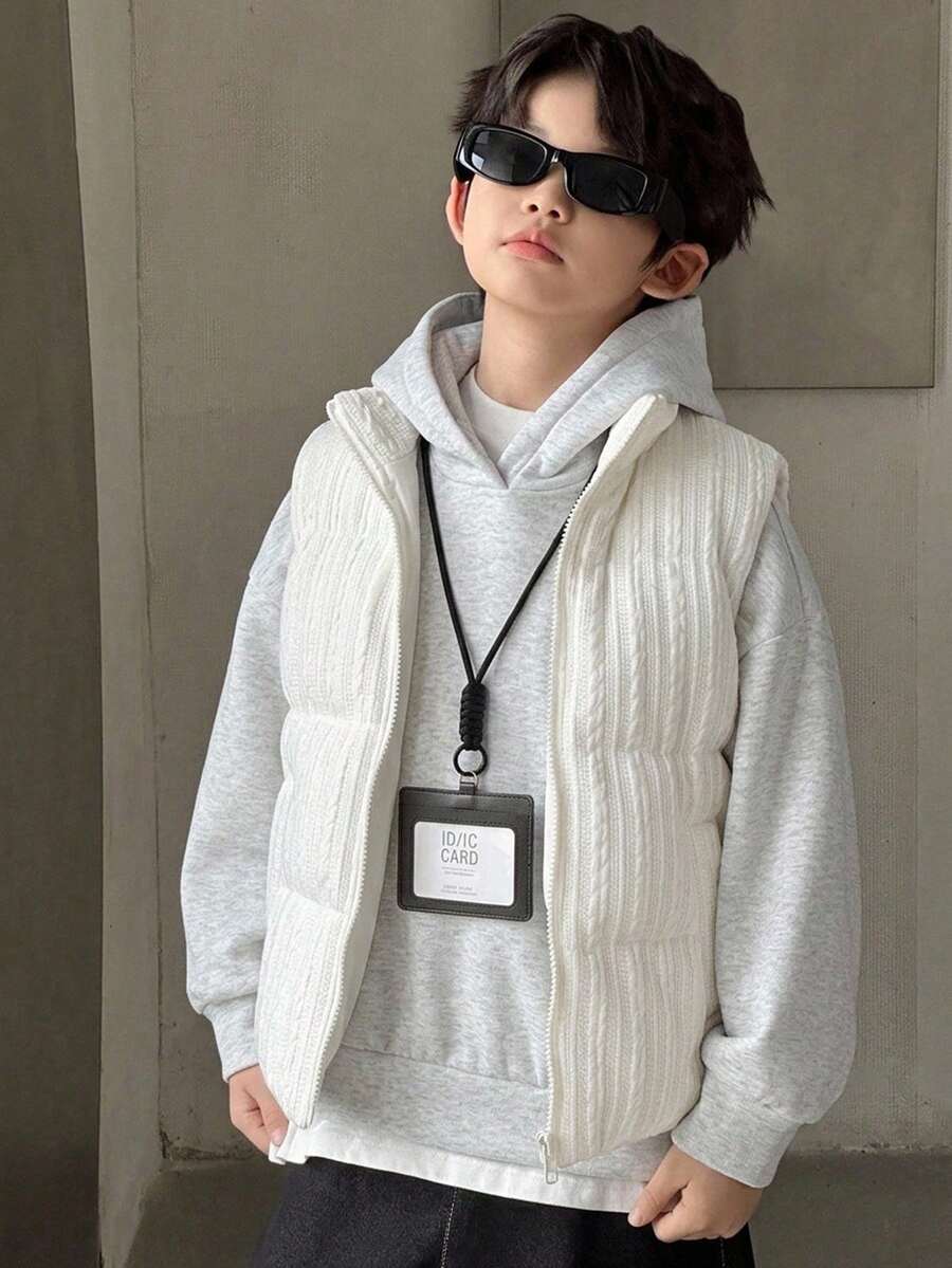 DAZY Tween Boy Autumn/Winter Casual Versatile Sleeveless Jacket - Beige - View 1