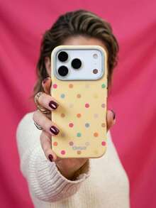 ShellaStory A Summer Day, Dopamine Color-Blocking Polka Dot Macarons, Shockproof Soft Shell, Suitable For 17promax, Personalized, Creativity, Geometry, Simple Style, Fresh Style, Color-Blocking Style, Niche, Ins Style - Yellow - View 2