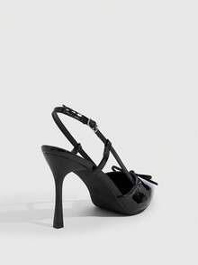 CUCCOO SZL Pointed Stiletto High Heels, Simple Glossy Design, Suitable For Commuting, Dating, Parties, Weddings And Other Occasions To Wear - Black - View 3