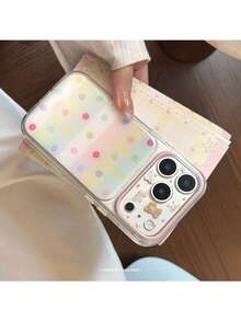 ShellaStory Fresh Polka Dots For Phone 17PM Phone Case 16 Transparent 14 Korean Cute Bear 15 Apple 17 Epoxy, Girl, Creative, Geometric, Card Style, Small Fresh, Clash Color Style, Niche, Ins Style - Clear - View 13