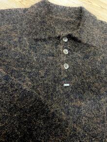 Manfinity Homme Deep Brown Mottled Soft Knit Turn Collar Sweater - Coffee Brown - View 4