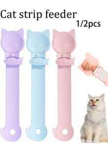 Cat Treat Spoon Feeder Squeeze Tool For Puree Lickable Wet Food No Mess Easy Feed Portable Silicone Dispenser With Portion Control Holder - Multicolor - View 3