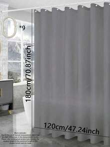 1 pieza Cortina de ducha gris lisa, decoración de baño de unicolor, privacidad, ojales metálicos, con ganchos - Gris - Ver 11