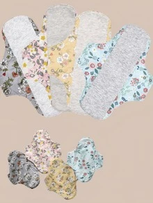 8 Pack Multi Size Full Cotton Washable Reusable Liners High Absorbency Soft Breathable Reusable Sanitary Pad For Women Daily Home Travel Outdoor Incontinence Protection Cloth Period Liners Anti Leak Reusable Menstrual Pad - Multicolor - View 5