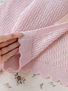 SHEIN Tween Girl Pale Pink Sweet Cardigan With Tie Front, Casual Daily Commute Sun Protection Top, Elegant Fun Vacation Cardigan, Fall/Winter - Pink - View 6