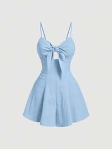SHEIN MOD Ladies' Solid Color Simple Daily Spaghetti Strap Jumpsuit - Baby Blue - View 1