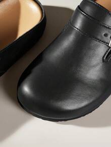 Solecia Closed Toe Mules, Metal Buckle, Retro Commuter Slim Mules Shoes - List One Black - View 4