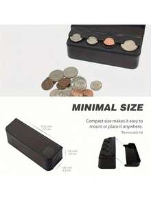 1PC Compact Durable ABS Black Foldable Creative Coin Holder Organizer Box For Car Easy Access Mini Storage Gift For Drivers Men Dad Fathers Day Christmas Birthday Automotive Interior Accessories Must Haves - Storage box - View 5
