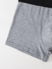 SHEIN 6件組兒童青少年男孩運動休閒字母圖案彈性親膚四角內褲，白色、灰色、黑色 - 彩色 - 查看 5