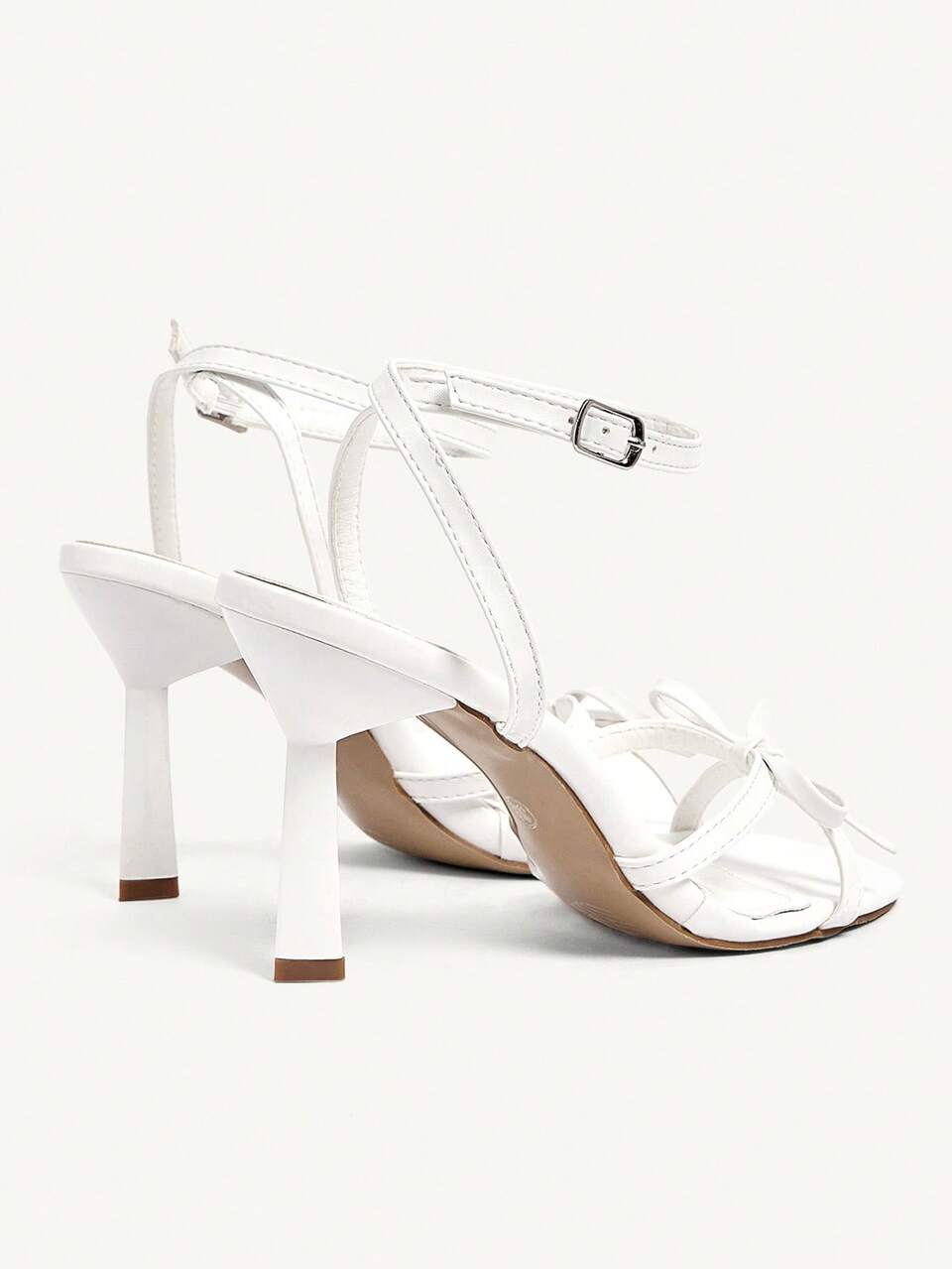 CUCCOO CHICEST Women's Shoes Fashion Round Toe Open-Toed Bow Hollow Metal Ankle Buckle With Stiletto Sandals Women's Elegant Romantic Temperament Versatile Highheels