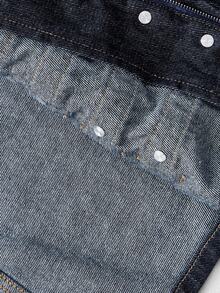 ROMWE Grunge Punk Nautical Punk Vintage Metal Buckle Distressed Washed Denim Lightweight Jacket - Dark Wash - View 5