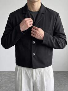 DAZY Black Short Commuter Solid Color Men's Blazer - Black - View 5