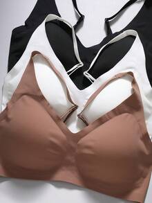EmpressEnvy 3pcs/Set Bra Tanpa Jahitan dan Tanpa Kawat untuk Wanita - MultiWarna - View 3