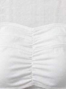 SHEIN Tween女孩 3件組休閒抹胸內衣背心內搭衫，黑色、白色、淺灰色 - 白色 - 查看 5