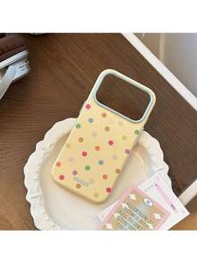ShellaStory A Summer Day, Dopamine Color-Blocking Polka Dot Macarons, Shockproof Soft Shell, Suitable For 17promax, Personalized, Creativity, Geometry, Simple Style, Fresh Style, Color-Blocking Style, Niche, Ins Style - Yellow - View 6