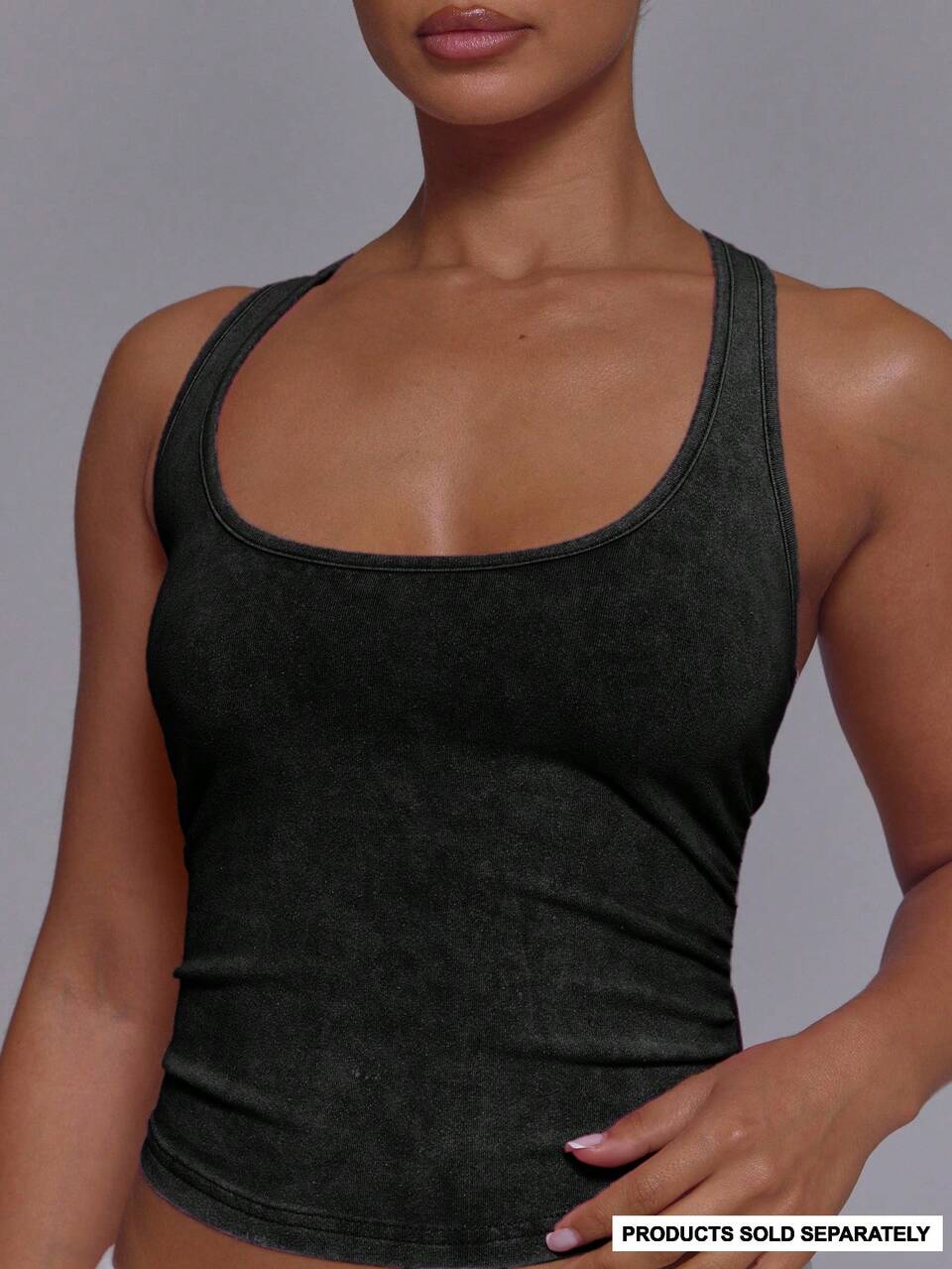 Tief ausgeschnittenes Sport-Top mit Racerback, Koordinations-Top, nur Top, Sport, Aktiv, süß, Vintage, Y2K, Fitnessstudio, Pilates, Laufen, Alltag, Vintage Aktiv