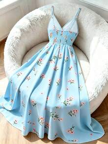 SHEIN PariChic 女款花卉印花百褶休閒派對細肩帶洋裝 - 彩色 - 查看 8