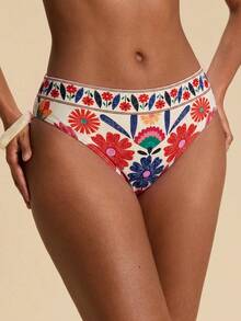 Travachic Women's Vacation Beach Floral Print Bikini Bottom - Multicolor - View 1