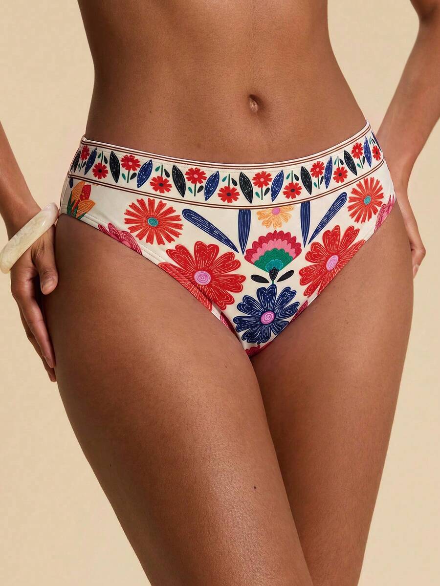 Travachic Women's Vacation Beach Floral Print Bikini Bottom - Multicolor - View 1