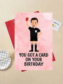 1PC Thick Paper Football Referee Red Card Novelty Humorous Birthday Greeting Card With Red Envelope Ample Writing Space Durable Sturdy For Sports Fans Family Friends Memorable Funny Celebration Gift Referee Whistle Design - multicolor - View 8