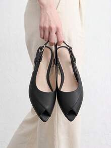 CUCCOO BIZCHIC Women's Shoes, Black, Simple And Gentle Back Strap Open Toe Sandals, Commuting Versatile Daily Comfortable Flats - Black - View 1