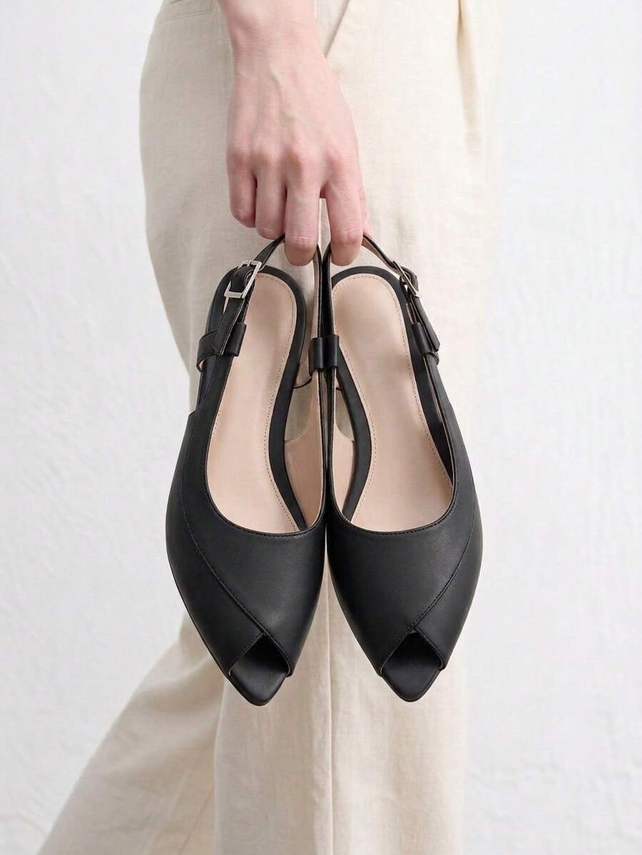 CUCCOO BIZCHIC Women's Shoes, Black, Simple And Gentle Back Strap Open Toe Sandals, Commuting Versatile Daily Comfortable Flats - Black - View 1