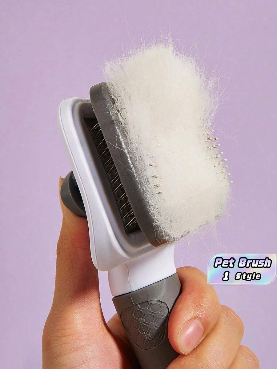 1pc One-Key Hair Removal Self-Cleaning Comb - Grey - View 1