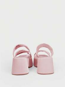 Sugerpunk Ladies, Spike Buckles, Lame-Heeled Platform Sandals. - Pink - View 8