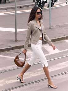Maija Women's Casual Elegant Versatile Slim Fit Cropped Pants, Going Out Everyday Tea Party Vacation Brunch Picnic Outfits, Work For White Summer - White - View 2