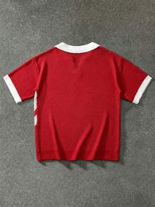 Manfinity LEGND Camiseta de punto de manga corta con contraste de color para hombre - Rojo - Ver 2