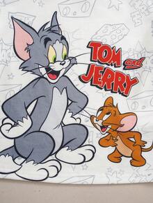 TOM & JERRY X SHEIN 小男孩可愛卡通印花圓領短袖T恤 - 白色 - 查看 4